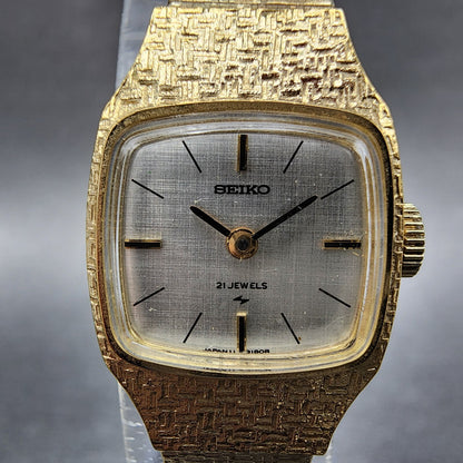 Seiko Watch Women 17mm Gold Dial Gold Gold Rectangle Manual Wind Runs 1138501