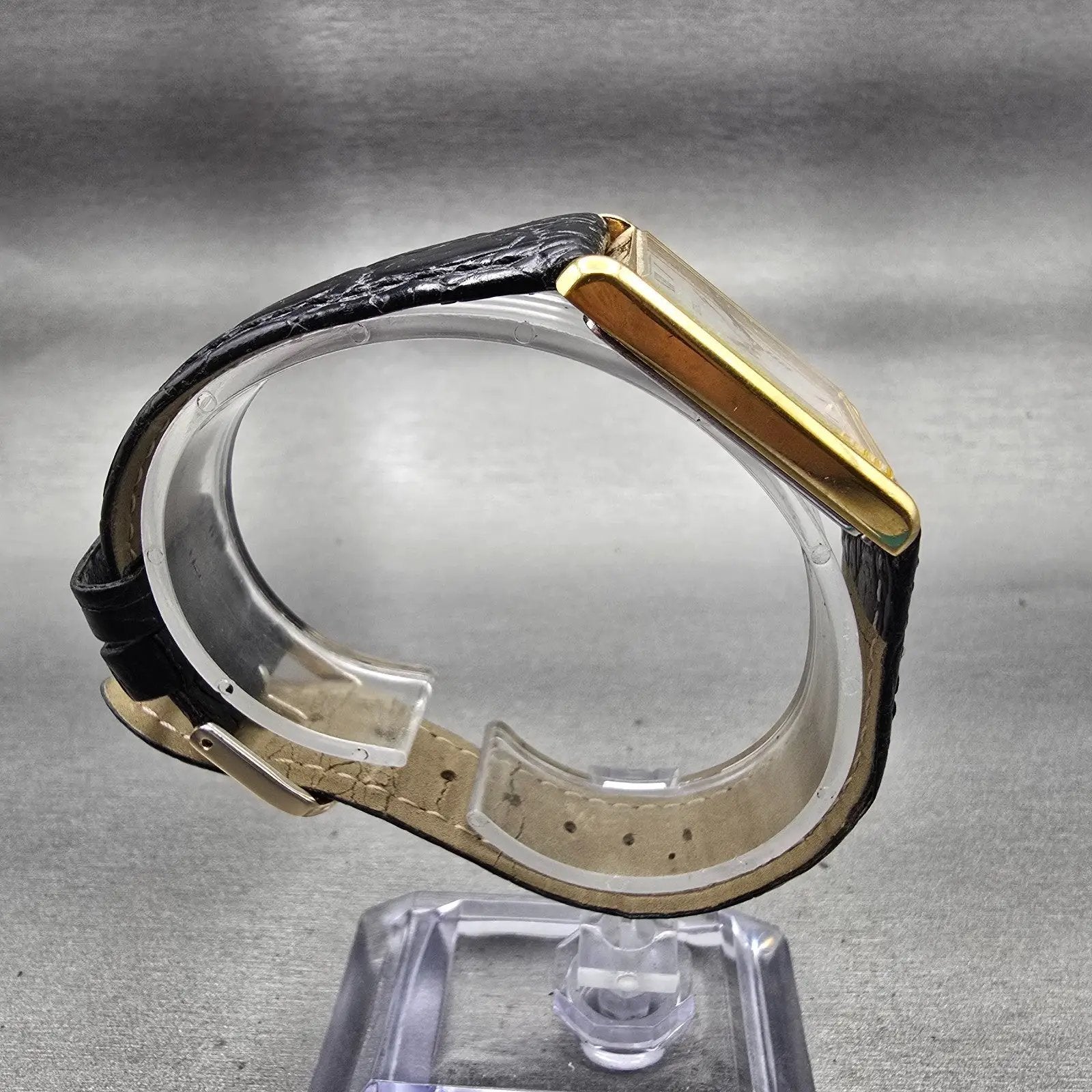 Seiko Tank Watch Men 25mm White Dial Gold Tone Rectangle V700-5K39 New Battery8