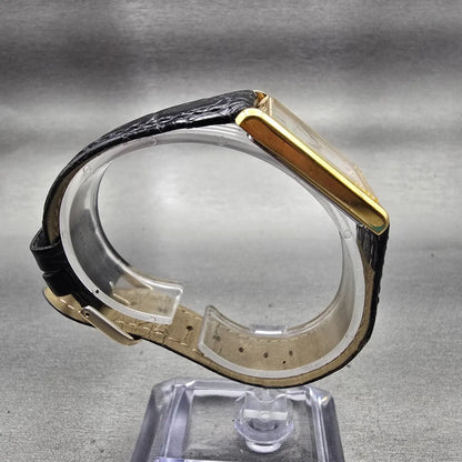 Seiko Tank Watch Men 25mm White Dial Gold Tone Rectangle V700-5K39 New Battery8