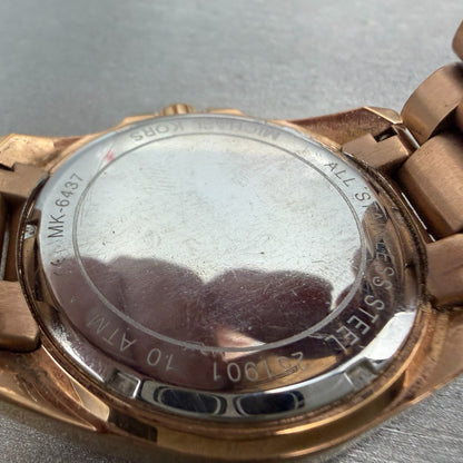 Michael Kors Bradshaw Watch Women 44mm Rose Gold Round MK-6437 New Battery9