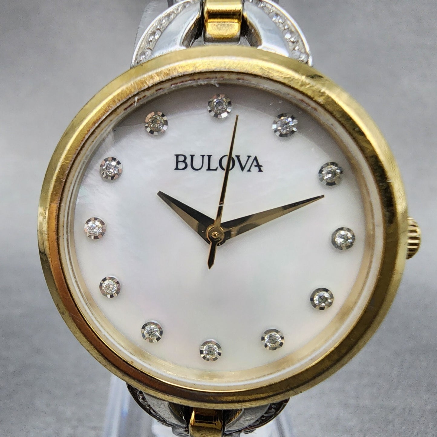 Bulova Watch Women 28mm White Dial Two Tone 98l206 New Battery