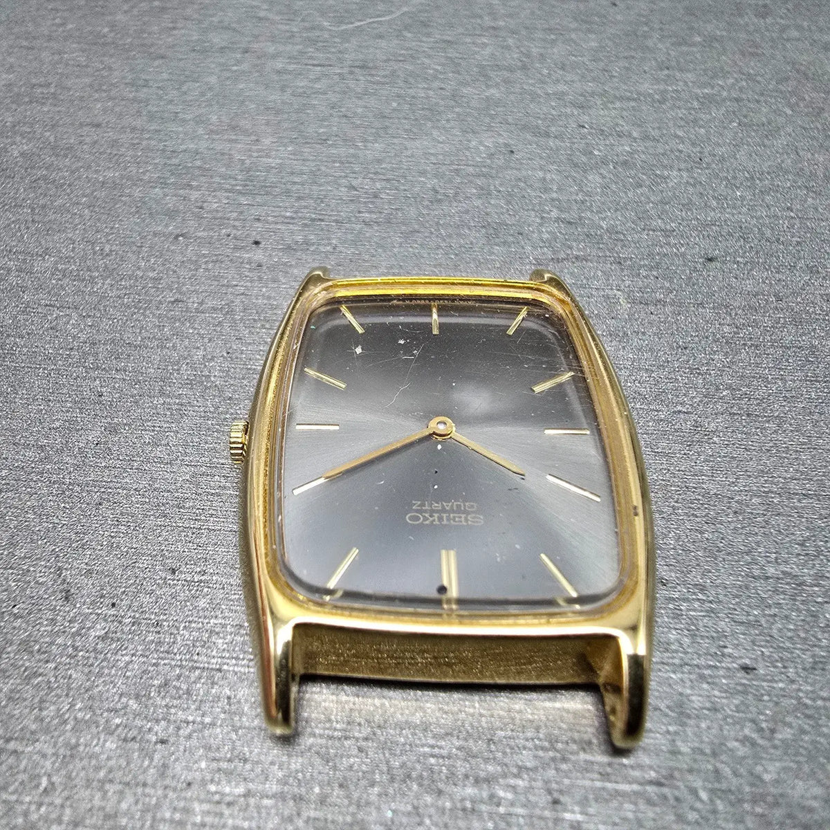 Seiko Tank Watch Men 25mm Gray Dial Gold Tone Rectangle 7430-5550 VTG PARTS5