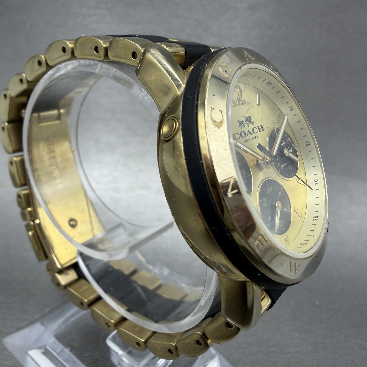 Coach Legacy Sport Watch Women 36mm Champagne Dial Gold Tone Round New Battery3