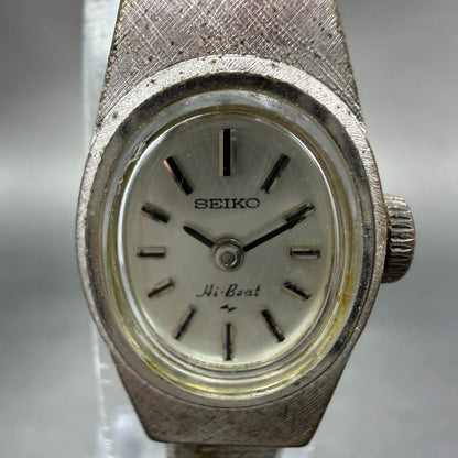 Seiko Watch Women 15mm Silver Dial Silver Tone Manual Oval 1120-7000 Runs VTG1