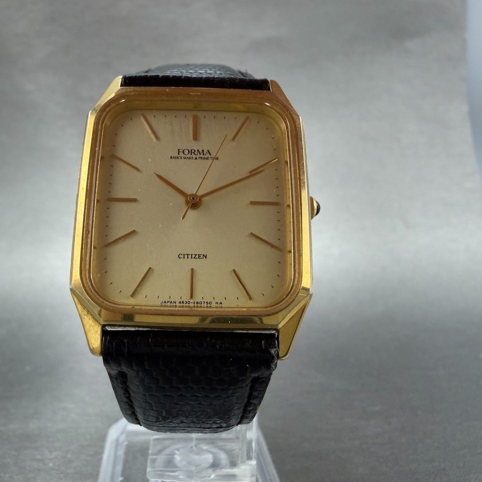 Citizen Forma Tank Watch Men 28mm Champagne Dial Gold Tone 4630-E60663 New Batt5