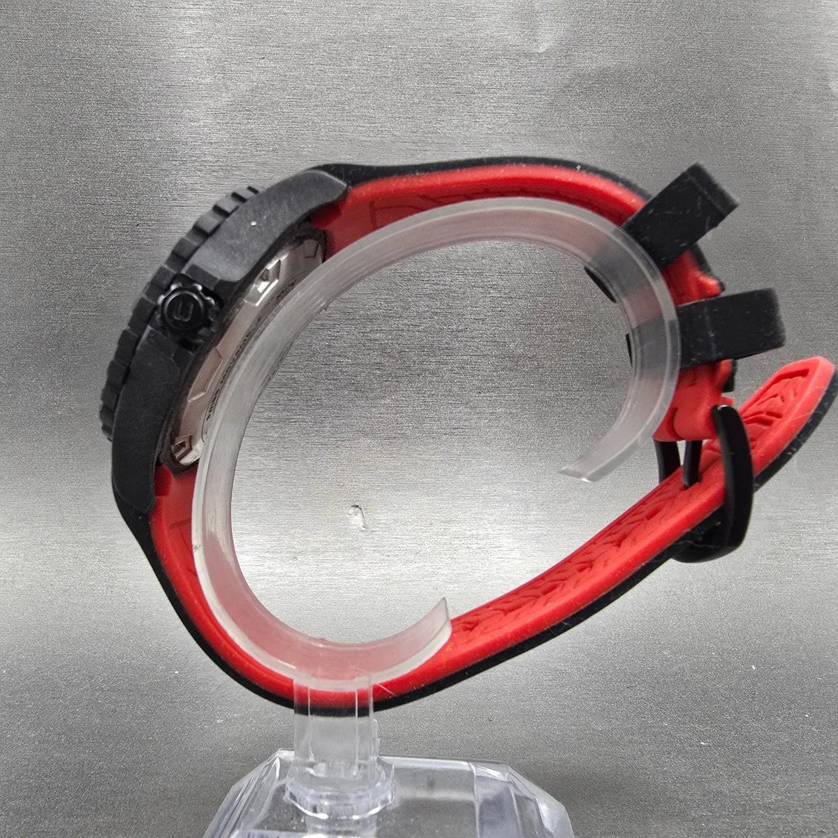 Chronologia Watch Men 45mm Black Dial Black Red Date Round New Battery6