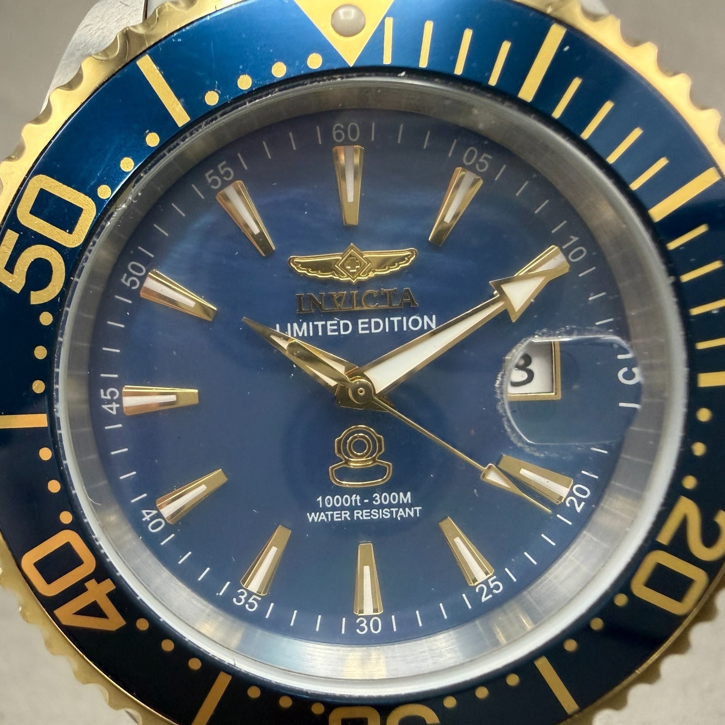 Invicta Grand Diver Automatic Watch Men 47mm Blue Dial Two Tone Date 23305 Runs1