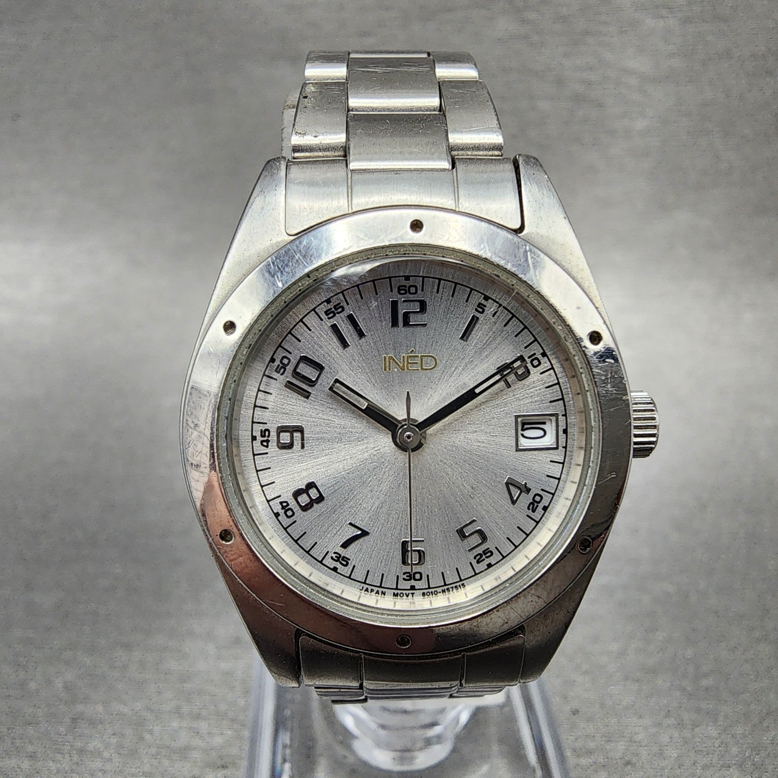 Citizen INED Watch Women 26mm Silver Dial Silver Tone Date Round New Battery0