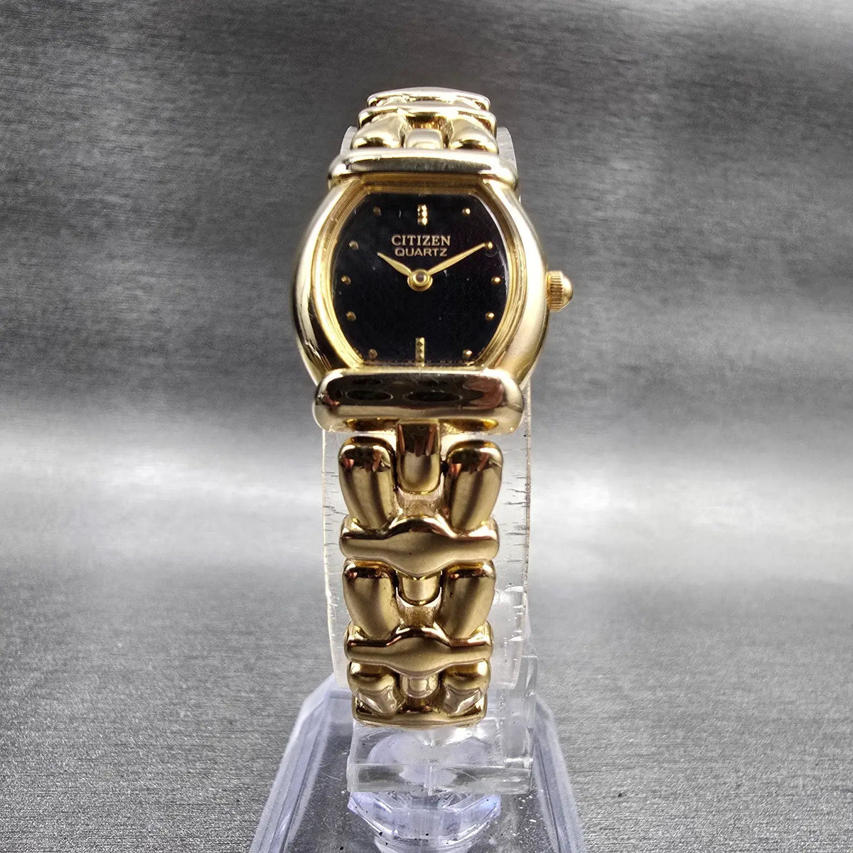 Citizen Watch Women 18mm Black Dial Gold Tone Oval 5920-S44737 New Battery5