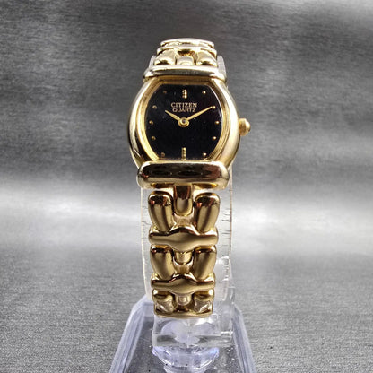 Citizen Watch Women 18mm Black Dial Gold Tone Oval 5920-S44737 New Battery5