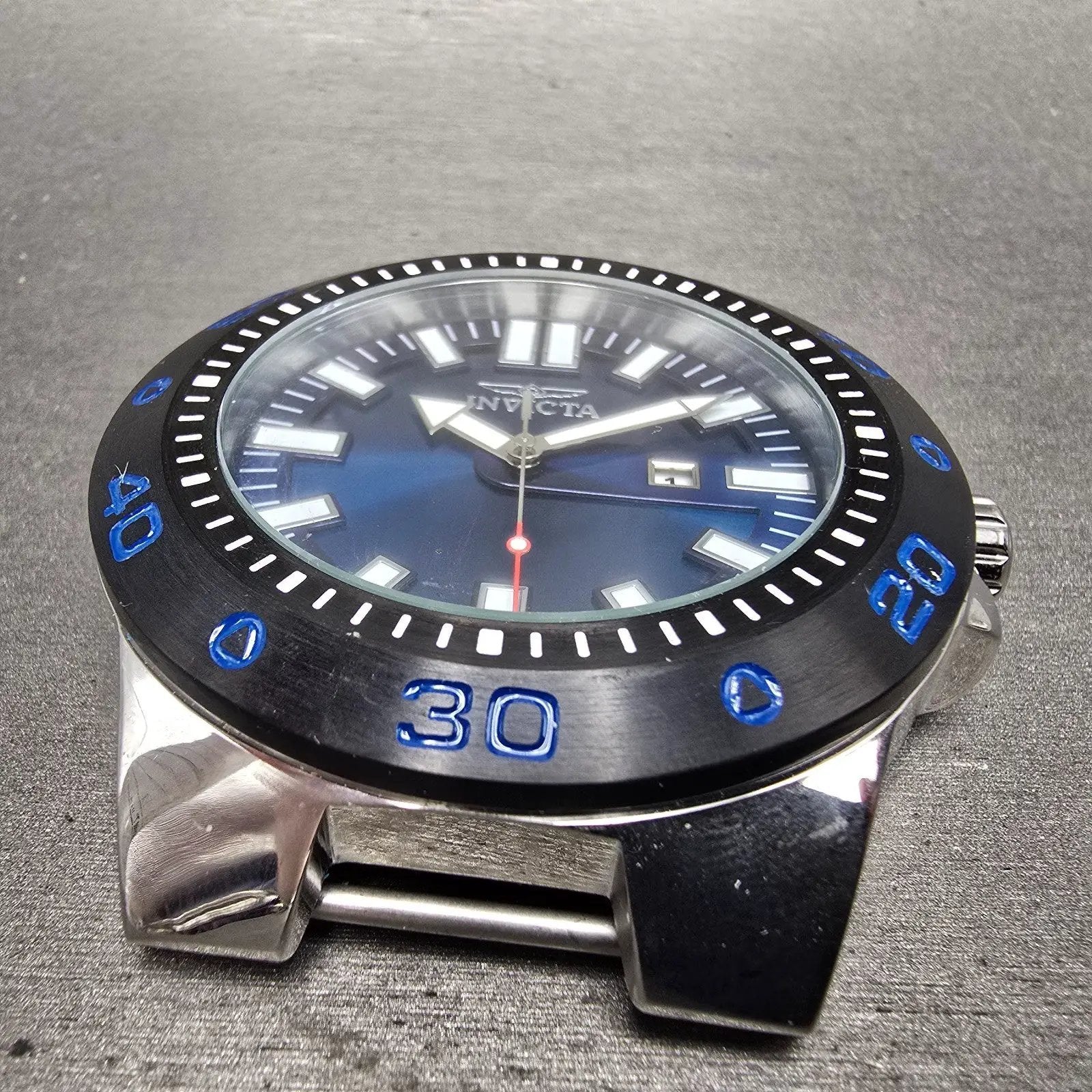 Invicta Pro Diver Watch Men 52mm Blue Dial Silver Tone Date 23482 New Battery6