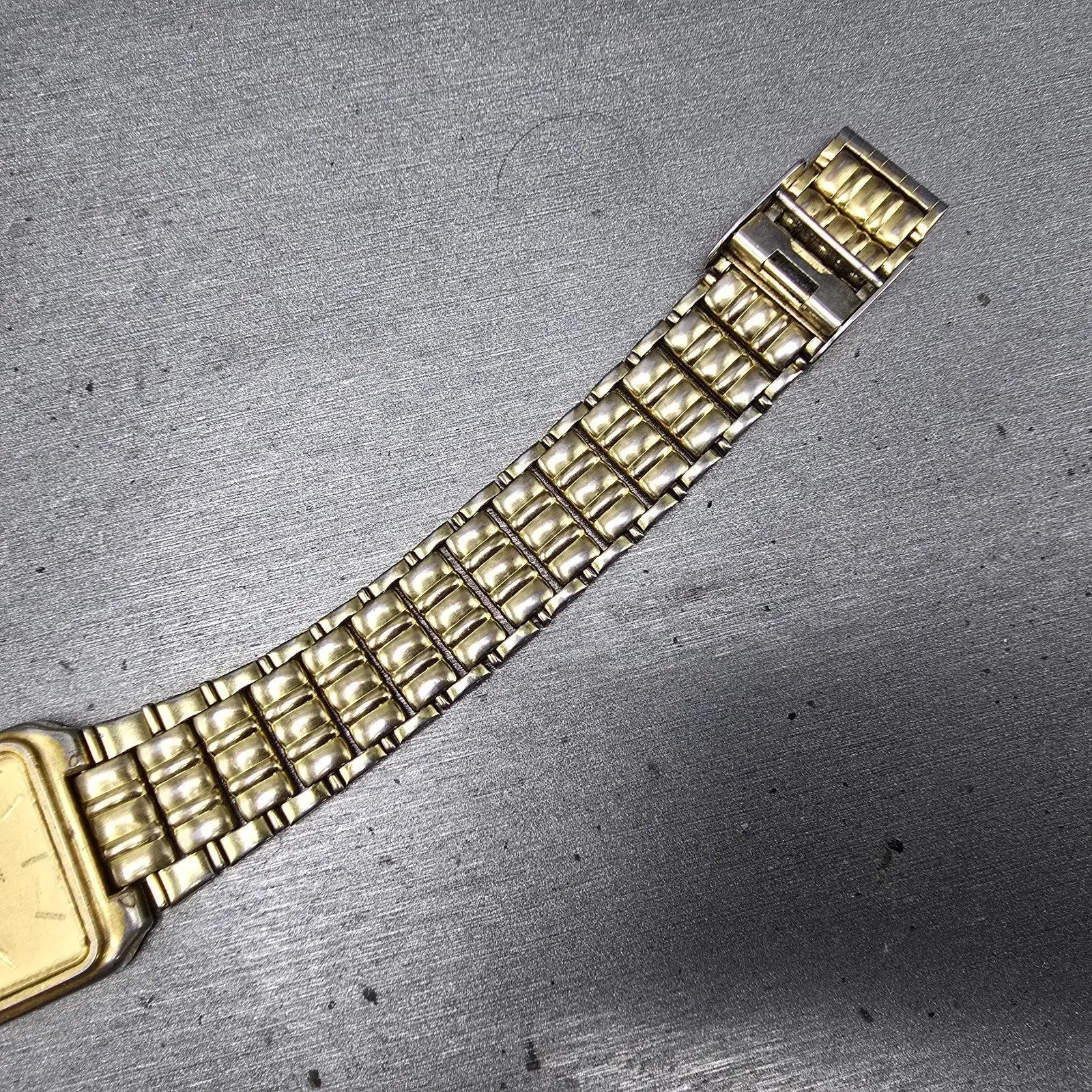 Seiko Tank Watch Men 26mm Gold Dial Gold Tone Rectangle V701-5J00 PARTS8