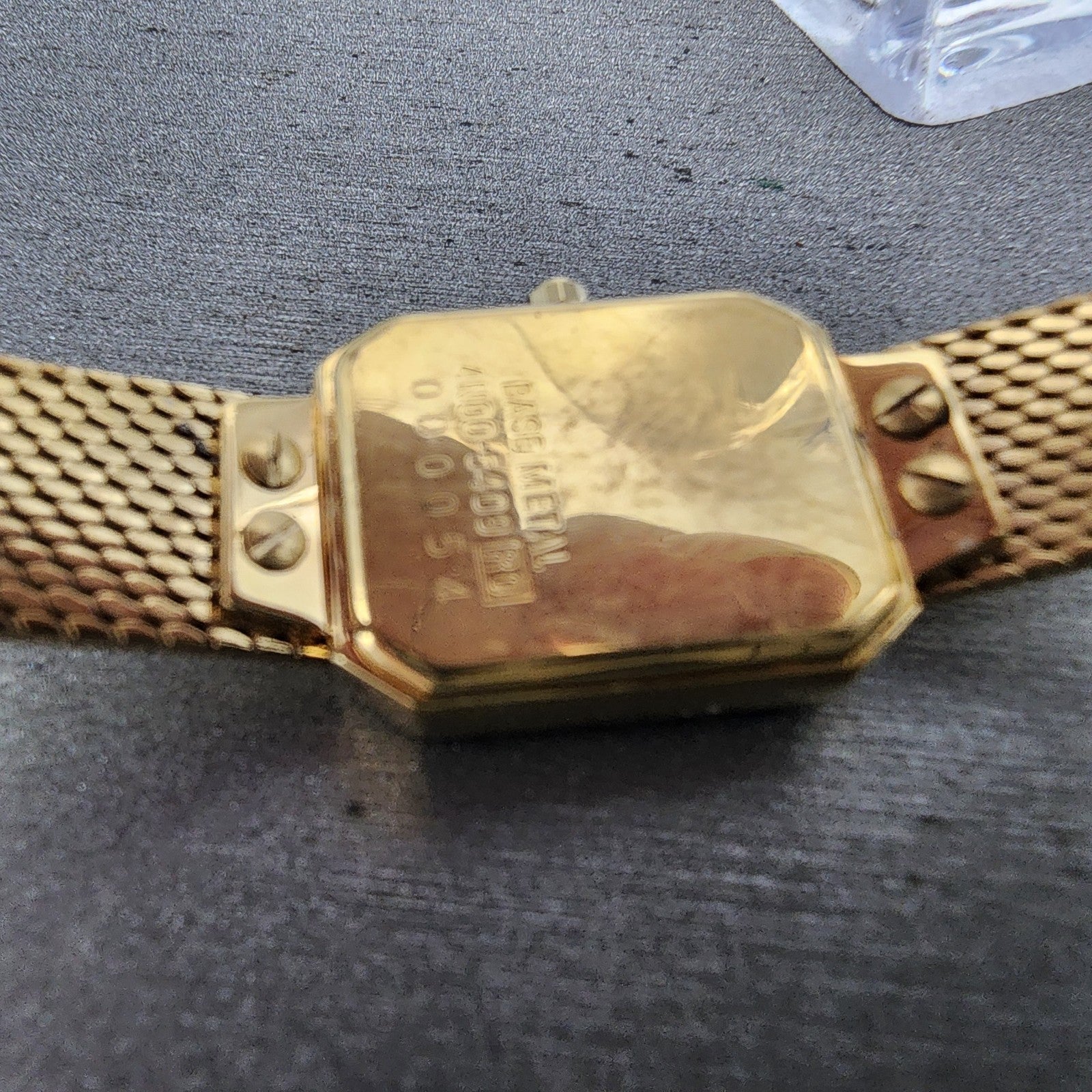 Seiko Lassle Tank Watch Women 16mm Blue Dial Gold Tone 4n005409 PARTS10