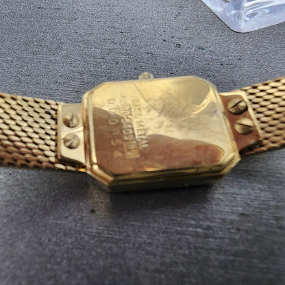 Seiko Lassle Tank Watch Women 16mm Blue Dial Gold Tone 4n005409 PARTS10