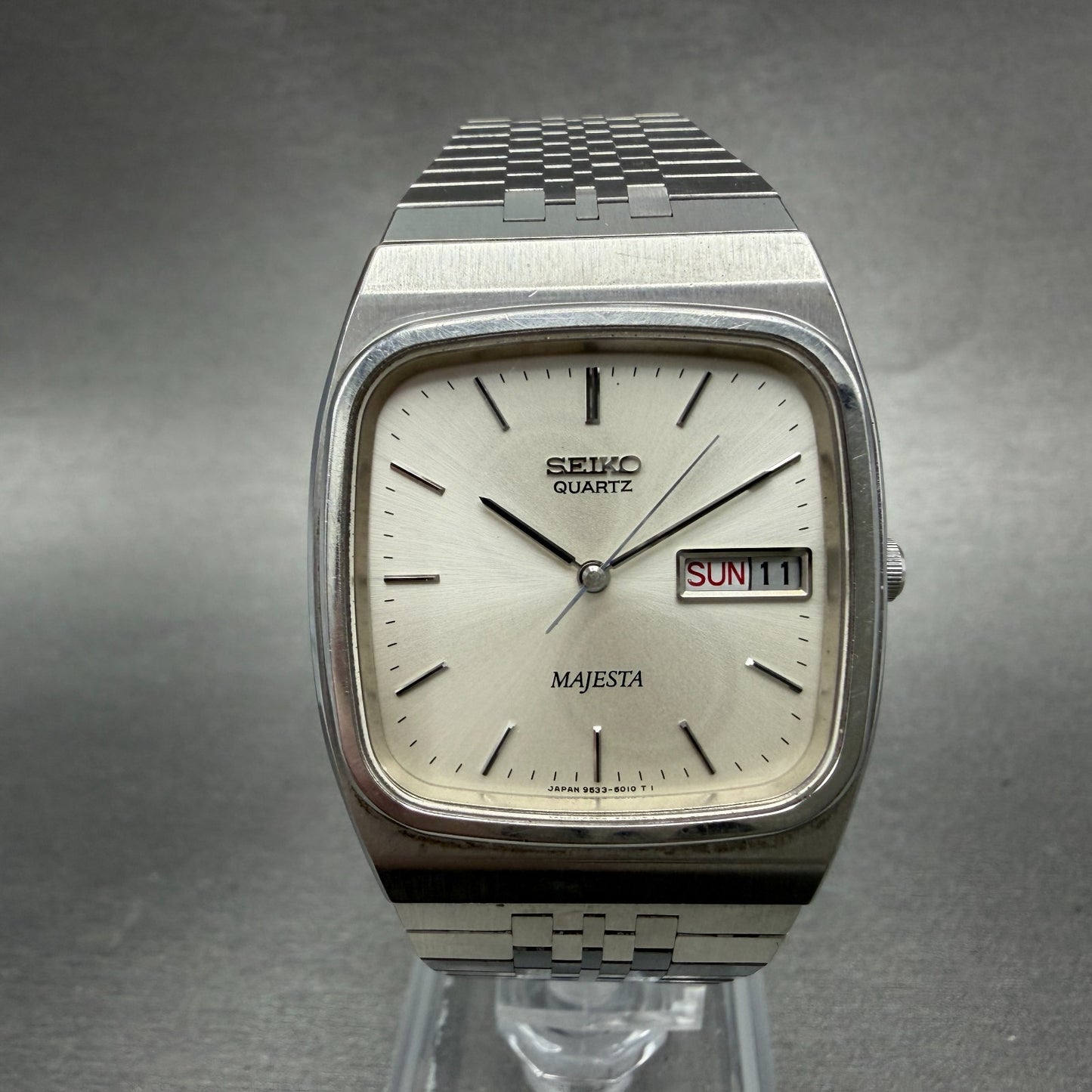 Seiko Majesta Watch Men 31mm Silver Dial Silver Tone Daydate 9533-5010 New Batt0