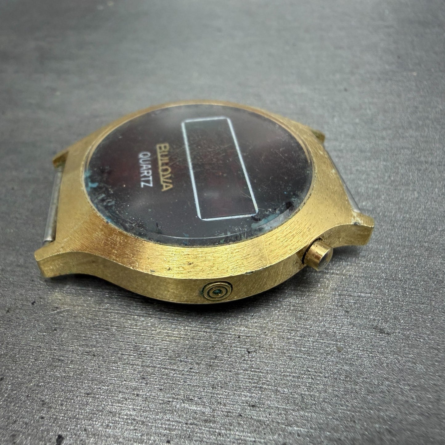 Bulova RED LED Watch Men 36mm Digital Gold Tone N6 PARTS Vintage6