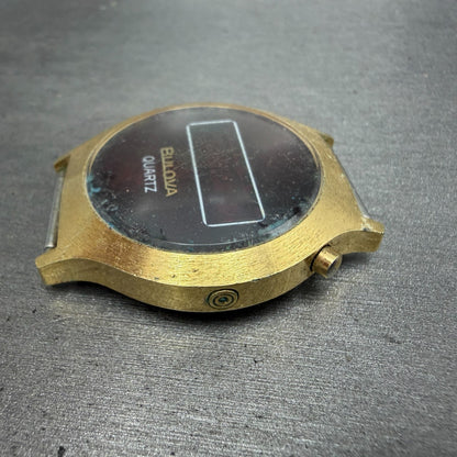 Bulova RED LED Watch Men 36mm Digital Gold Tone N6 PARTS Vintage6