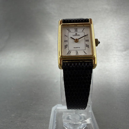 Seiko Lorus Tank Watch Women 17mm White Dial Gold Tone V810-5000 New Battery5