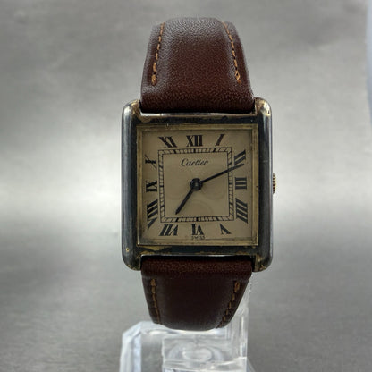 Cartier Watch Women 23mm Cream Dial Gold Plated Silver Manuak 6512113 PARTS6