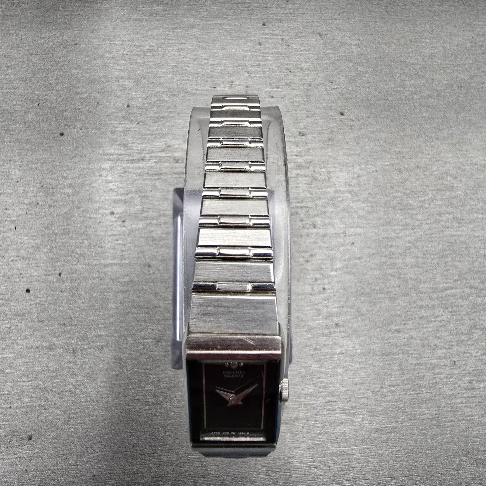 Seiko Watch Women 13mm Black Dial Silver Tone Rectangle 1320-6030 New Battery4