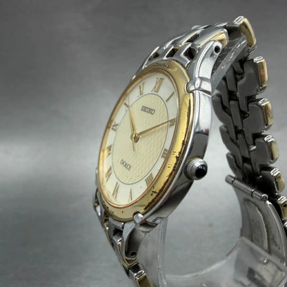 Seiko Dolce Watch Men 32mm Cream Dial Two Tone Round 8J41-6070 New Battery2