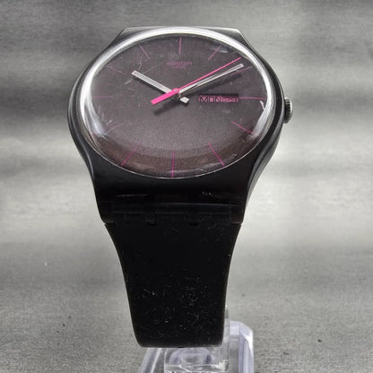 Swatch BROWN REBEL Watch Men 41mm Brown Dial Brown Daydate Round SUOC700 NewBatt5