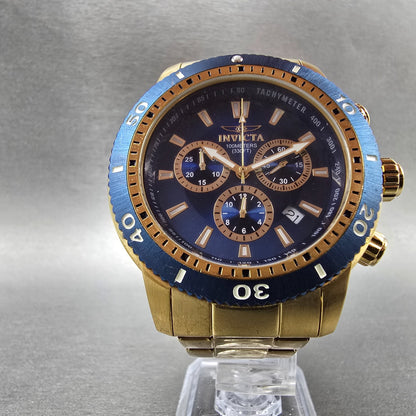 Invicta Chronograph Dive Watch Men 45mm Blue Dial Gold Tone 1205 New Battery5
