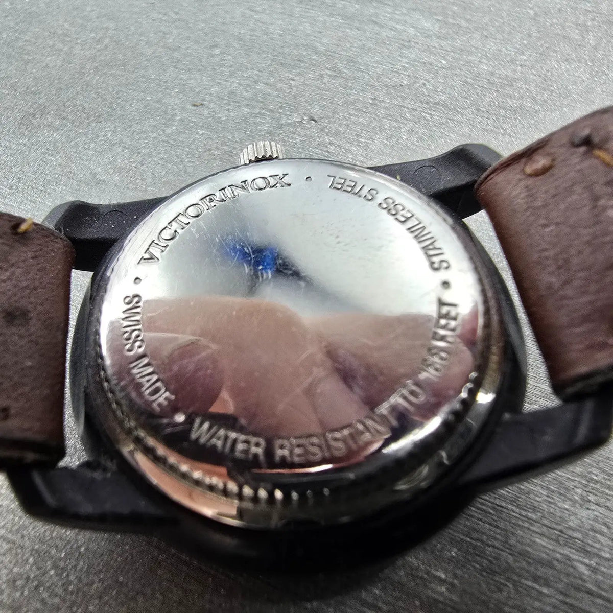Victorinox Swiss Army Yeoman Watch Women 30mm Brown Dial Black Tone Date PARTS10