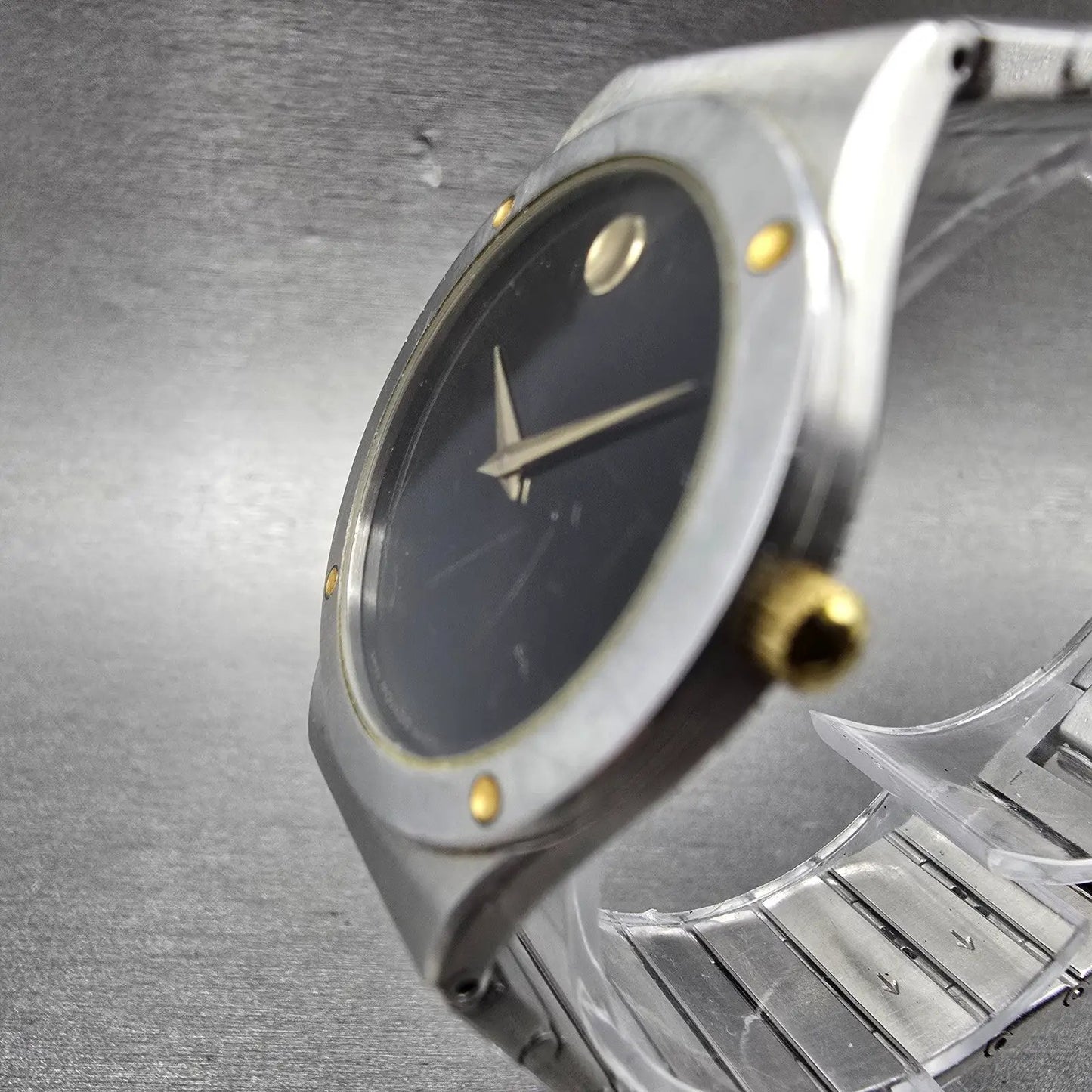Movado Museum Watch Men 32mm Black Dial Two Tone 86-A2-876Y New Battery W/Box4