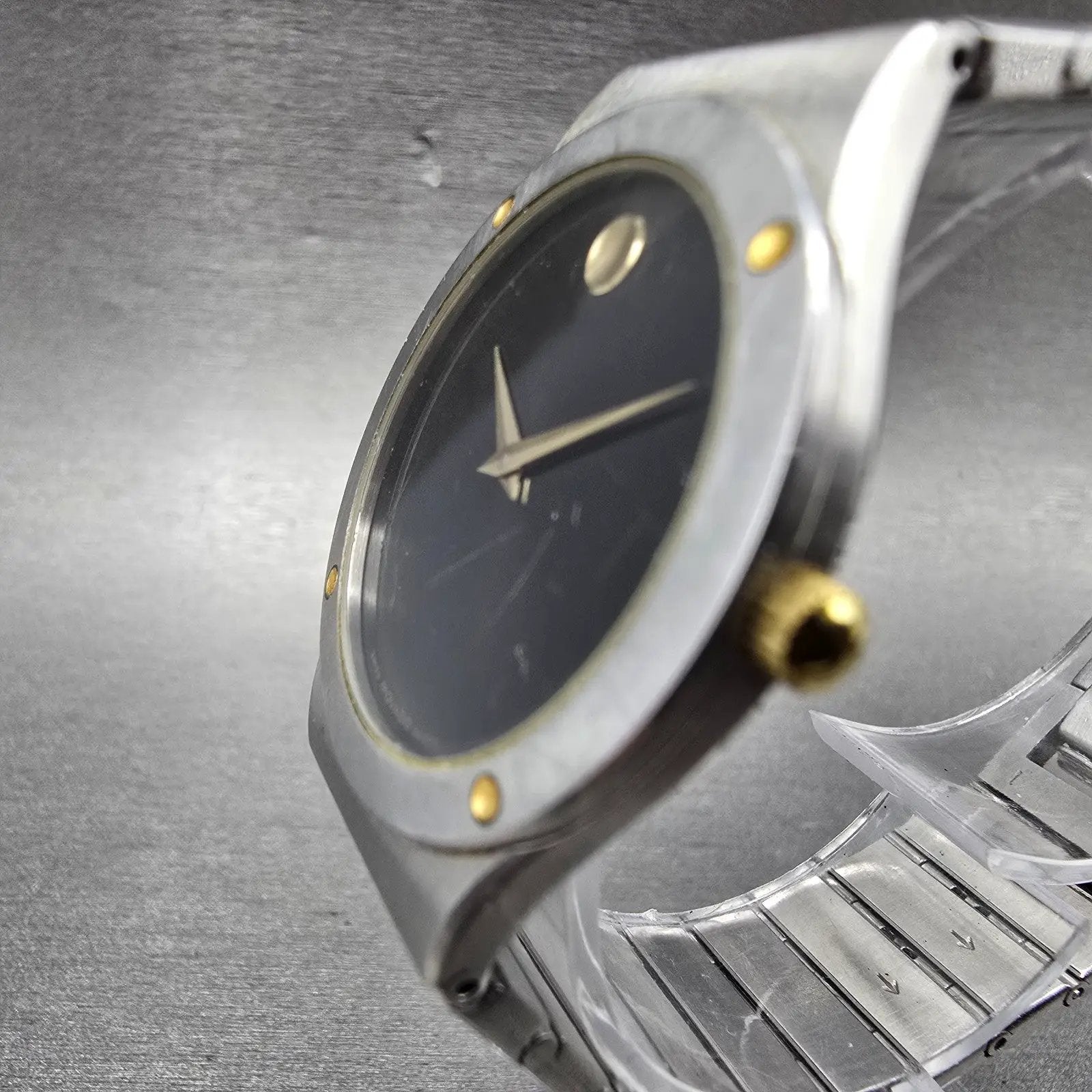 Movado Museum Watch Men 32mm Black Dial Two Tone 86-A2-876Y New Battery W/Box4