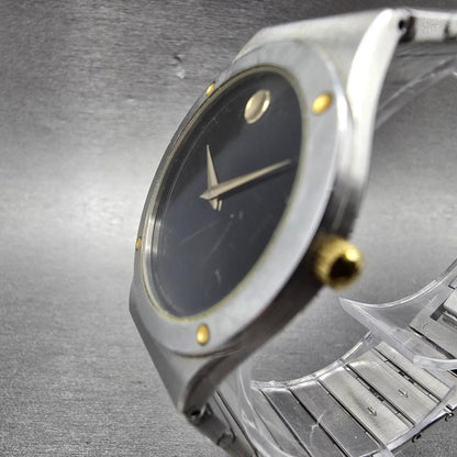 Movado Museum Watch Men 32mm Black Dial Two Tone 86-A2-876Y New Battery W/Box4