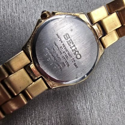 Seiko Coutura Watch Women 23mm Brown Dial Gold Tone Diamonds 1N01-0LE0 New Batt10