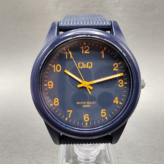Citizen Q&Q Watch Men 40mm Blue Dial Blue Tone Round Resin Band New Battery