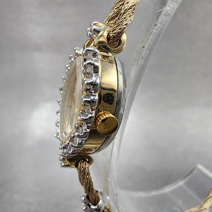 Armitron Deauvillw Watch Women 14mm Cream Dial Gold Tone Diamond Bezel READ PART2