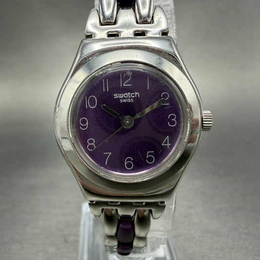 Swatch irony Plummy Purple Watch Women 25mm Purple Dial Steel New Batt YSS275G0