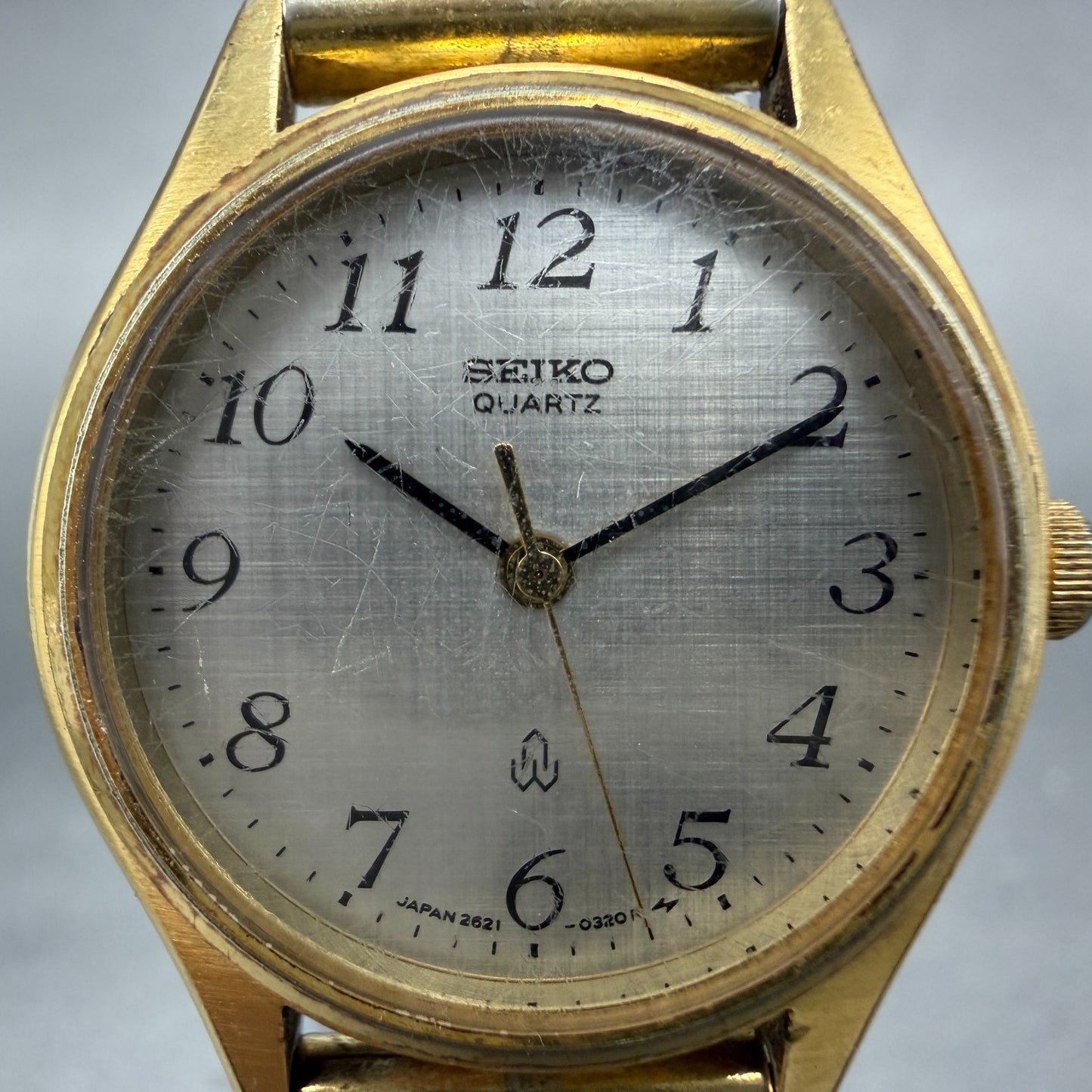 Seiko Watch Women 25mm Silver Dial Gold Tone Round 2621-0080 New Battery JR51