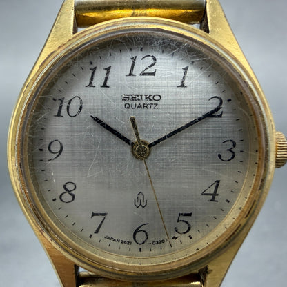 Seiko Watch Women 25mm Silver Dial Gold Tone Round 2621-0080 New Battery JR51