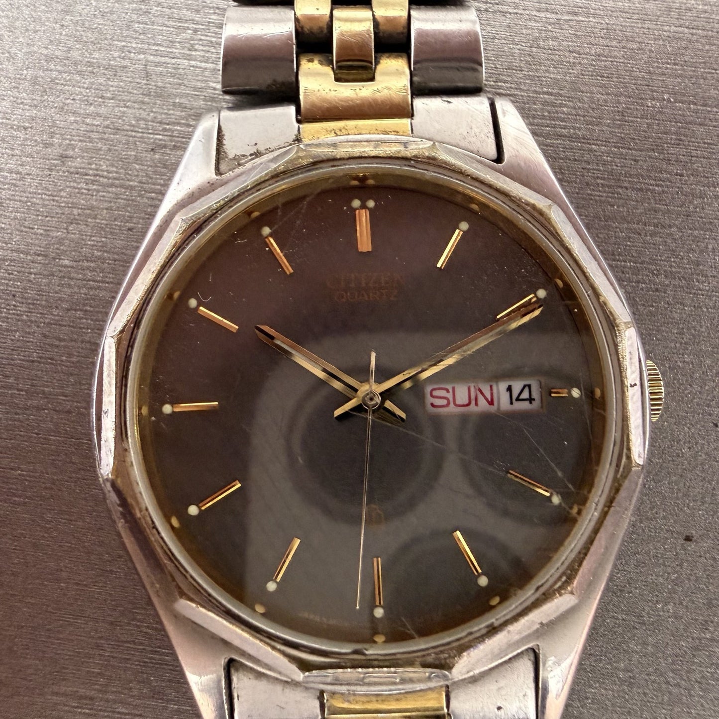 Citizen CQ Watch Men 35mm Silver Dial Two Tone Daydate 6100-K02759 PARTS2
