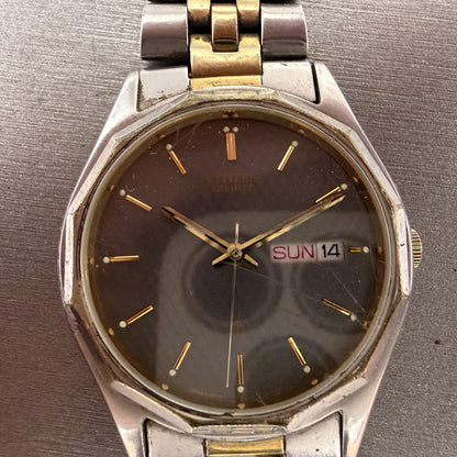 Citizen CQ Watch Men 35mm Silver Dial Two Tone Daydate 6100-K02759 PARTS2
