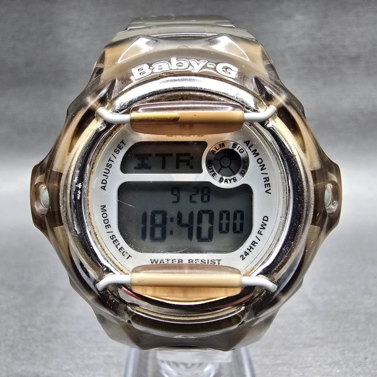 Casio Baby-G BG-169R Watch Women 44mm Gray Chronograph Alarm Round New Battery1