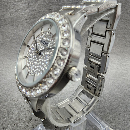 Fossil Watch Women 34mm Silver Dial Silver Tone Round ES3097 New Battery2