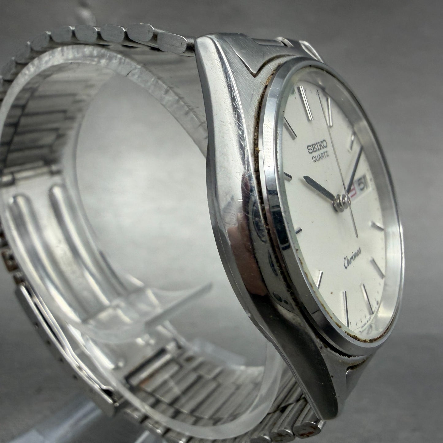 Seiko Chronons Watch Men 33mm Silver Dial Silver Tone Daydate READ!! New Battery3