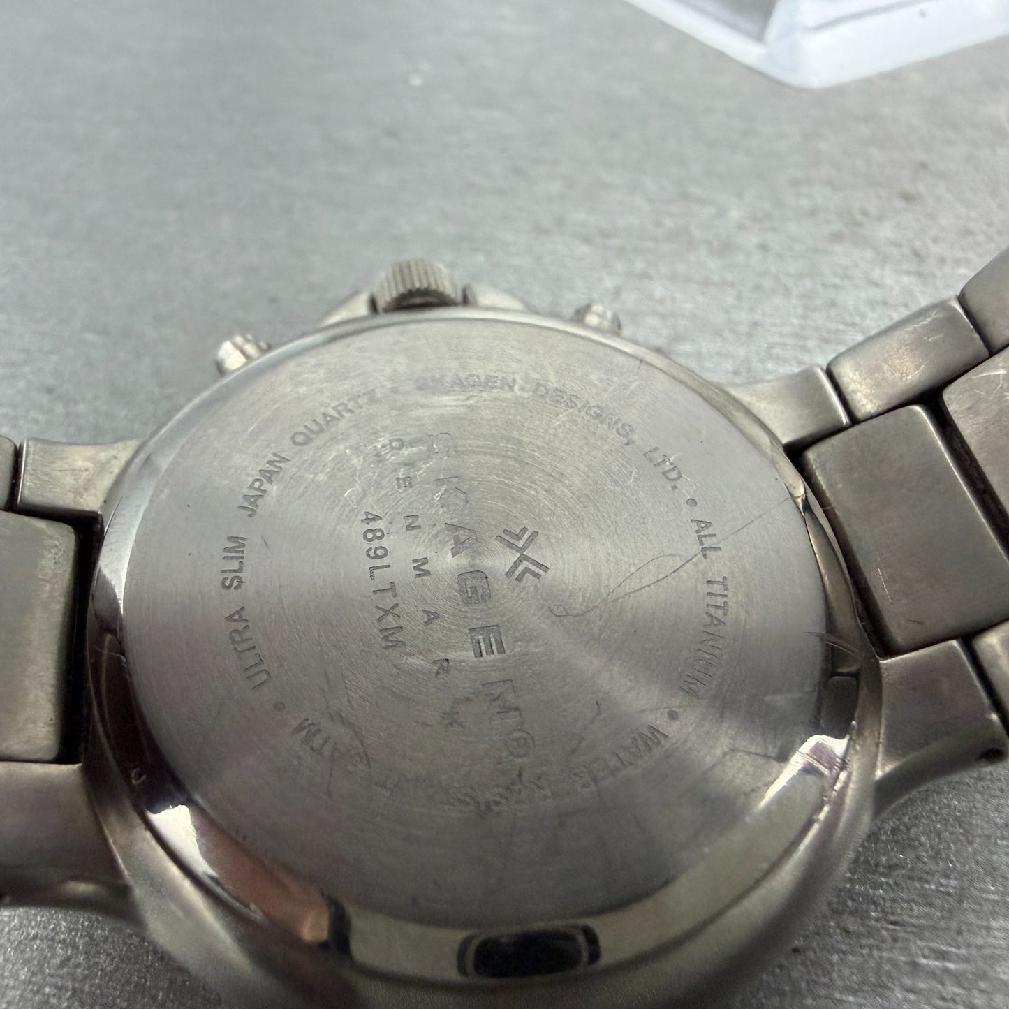 Skagen Chronograph Watch Men 39mm Gray Dial Titanium Round 489LTXM New Battery11