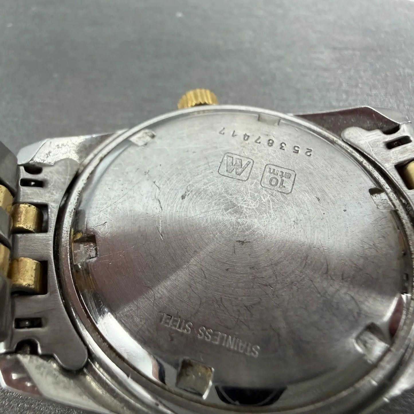 Longines Watch Men 33mm Gold Dial Two Tone Date Round 156.1647 New Battery9