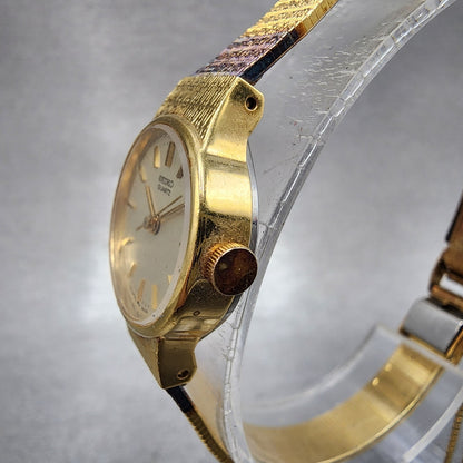 Seiko Watch Women 20mm Champagne Dial Gold Tone Oval 14215710 New Battery2