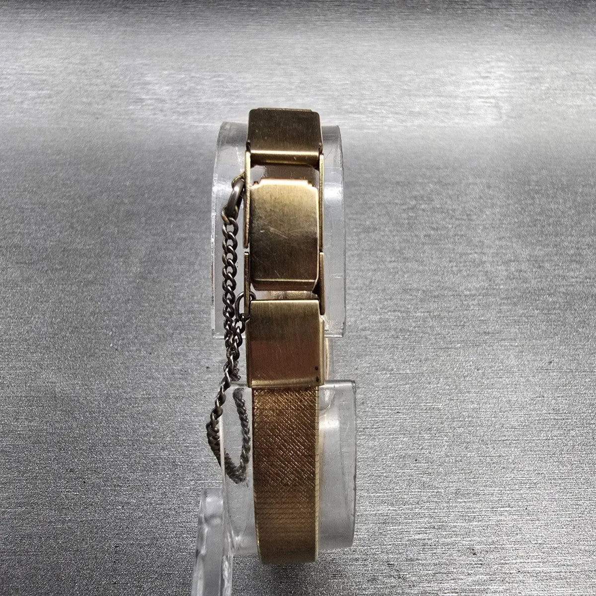 Seiko Watch Women 13mm Black Dial Gold Tone Rectangle 2E20-6139 New Battery VTGL7