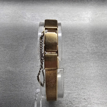 Seiko Watch Women 13mm Black Dial Gold Tone Rectangle 2E20-6139 New Battery VTGL7