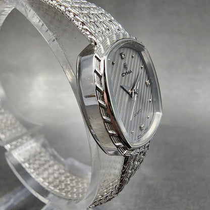 Cyma Watch Women 22mm Silver Dial Silver Tone Rectangle 2002 New Battery3