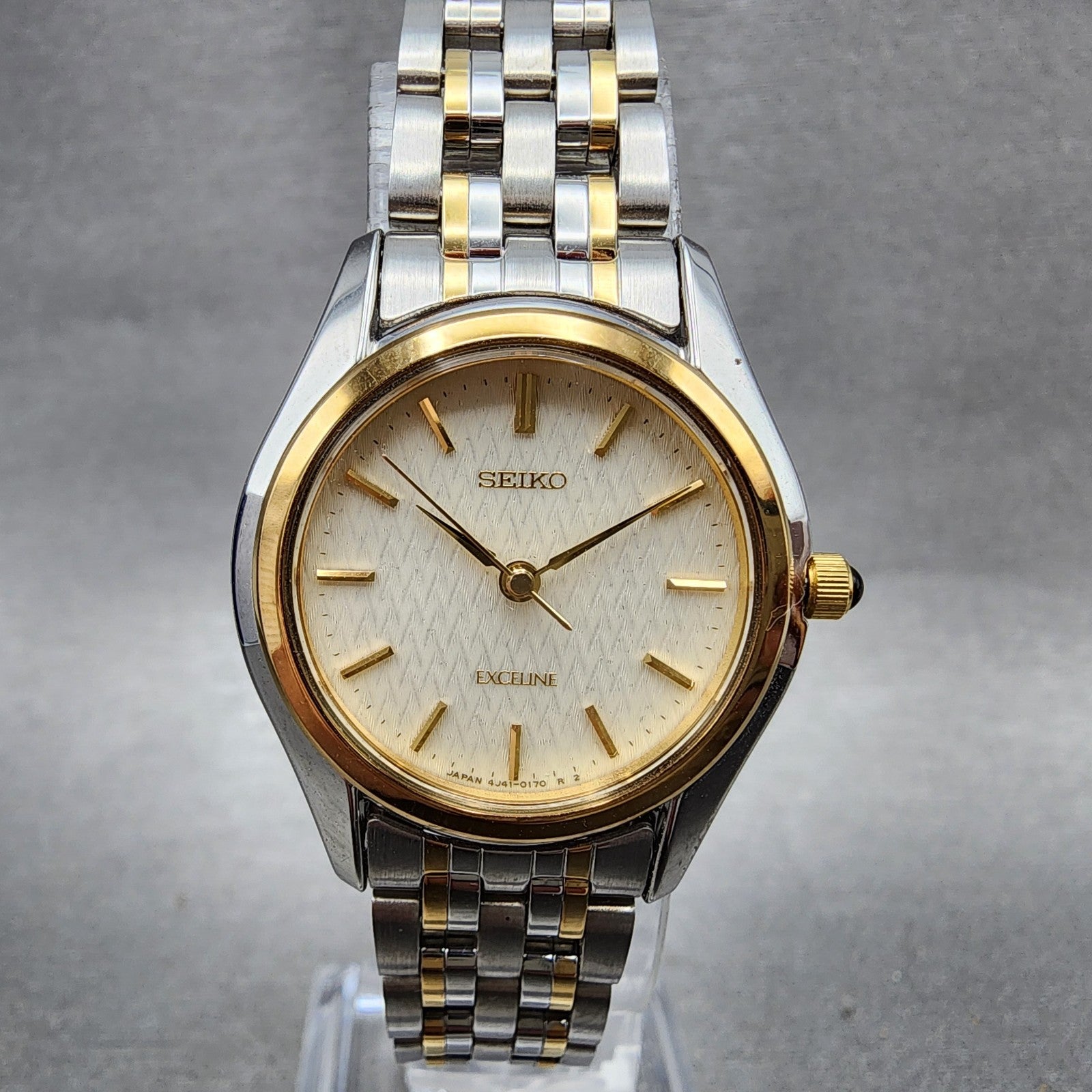 Seiko Exceline Watch Women 26mm White Dial Two Tone Round 4J410100 New Battery1