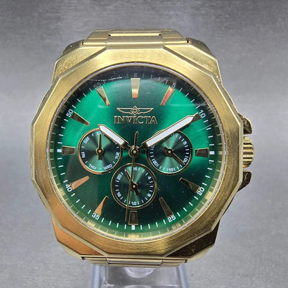 Invicta Speedway Watch Men 42mm Green Dial Gold Daydate Round 46856 New battery0